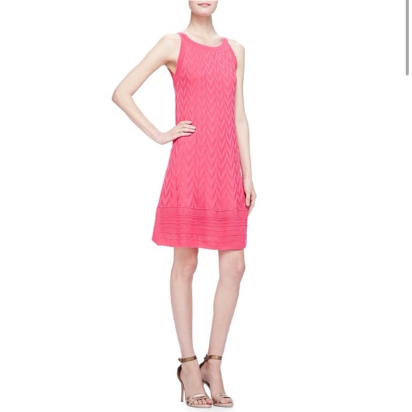 M Missoni Pink Sleeveless Chevron Knit Trapeze Dress size 36‎ size 0 XS - Picture 1 of 9